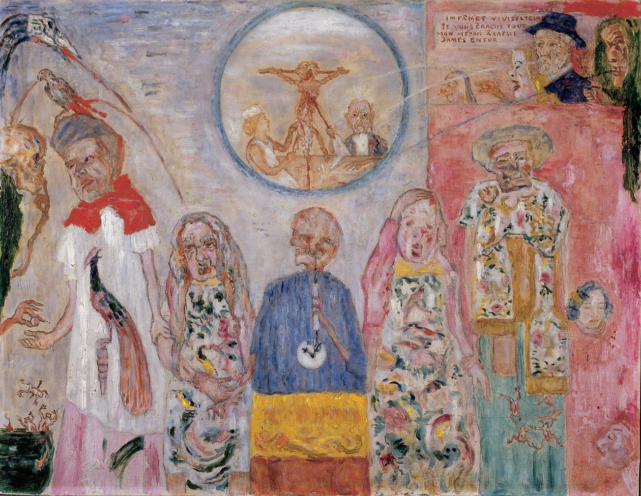 The Vile Vivisectors, ok. 1930 r. (olej na płótnie) autorstwa James Ensor