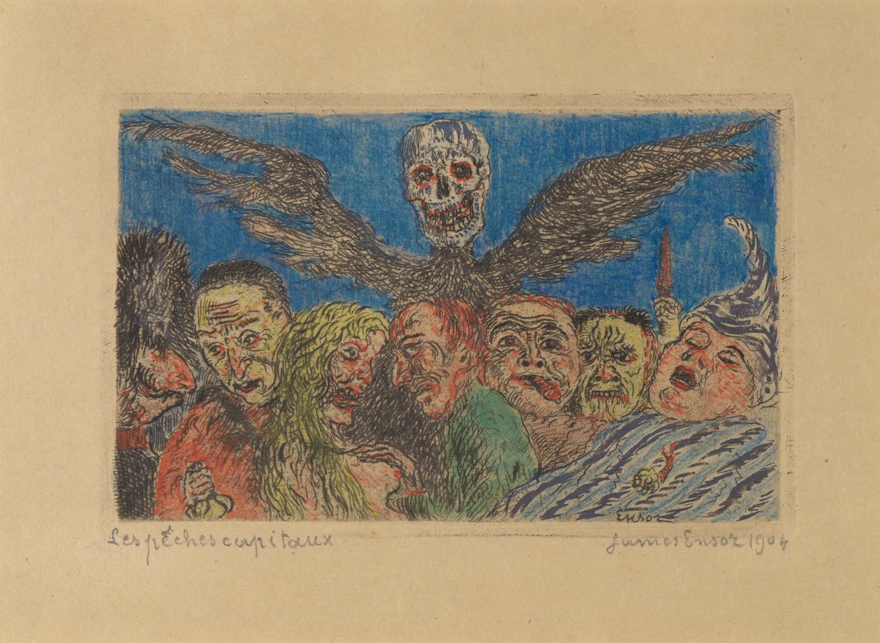 Grzechy śmiertelne zdominowane przez śmierć autorstwa James Ensor