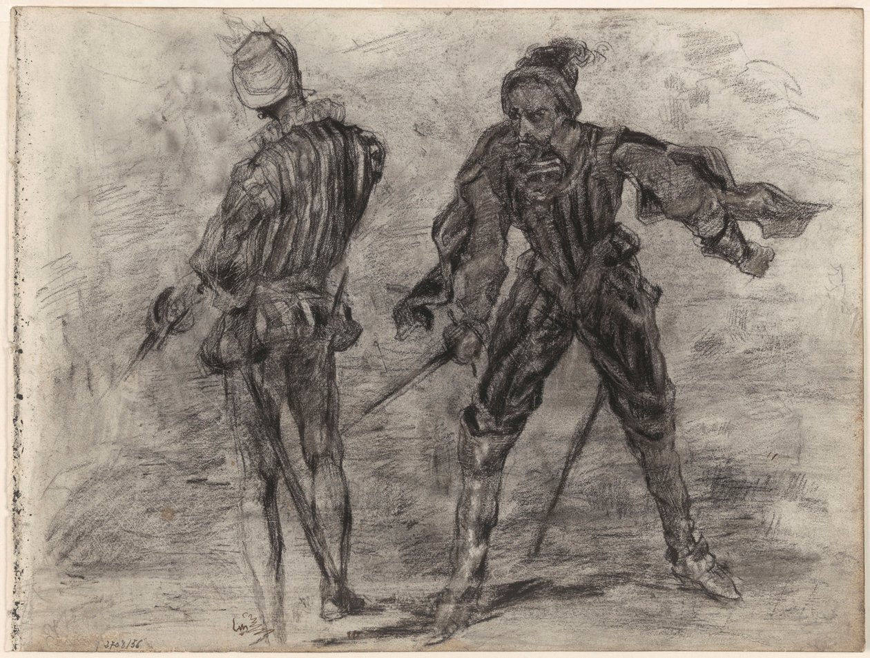 Dwaj hiszpańscy szlachcice z mieczami (widok z przodu, widok z tyłu) autorstwa James Ensor