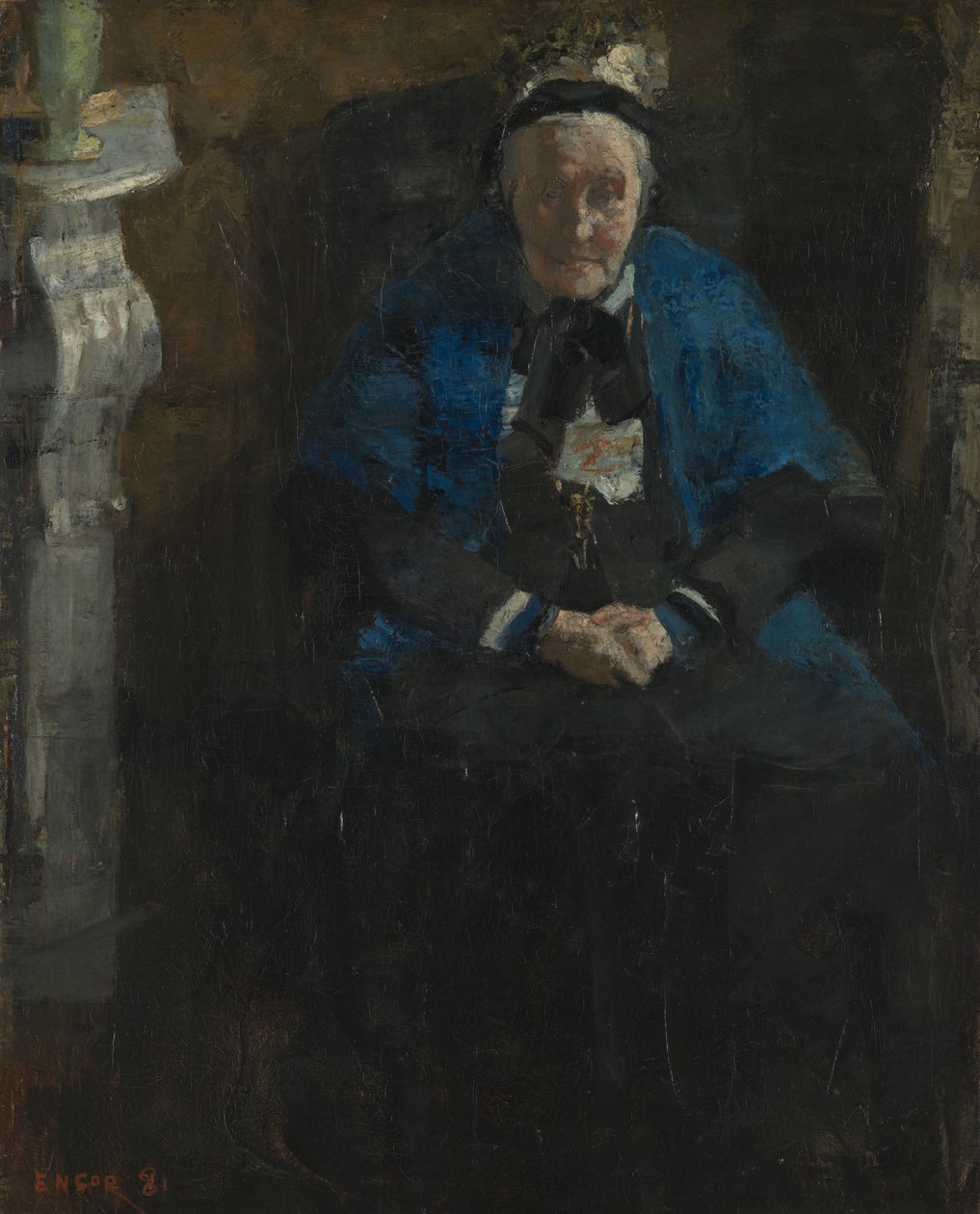 Kobieta w niebieskim szalu autorstwa James Ensor