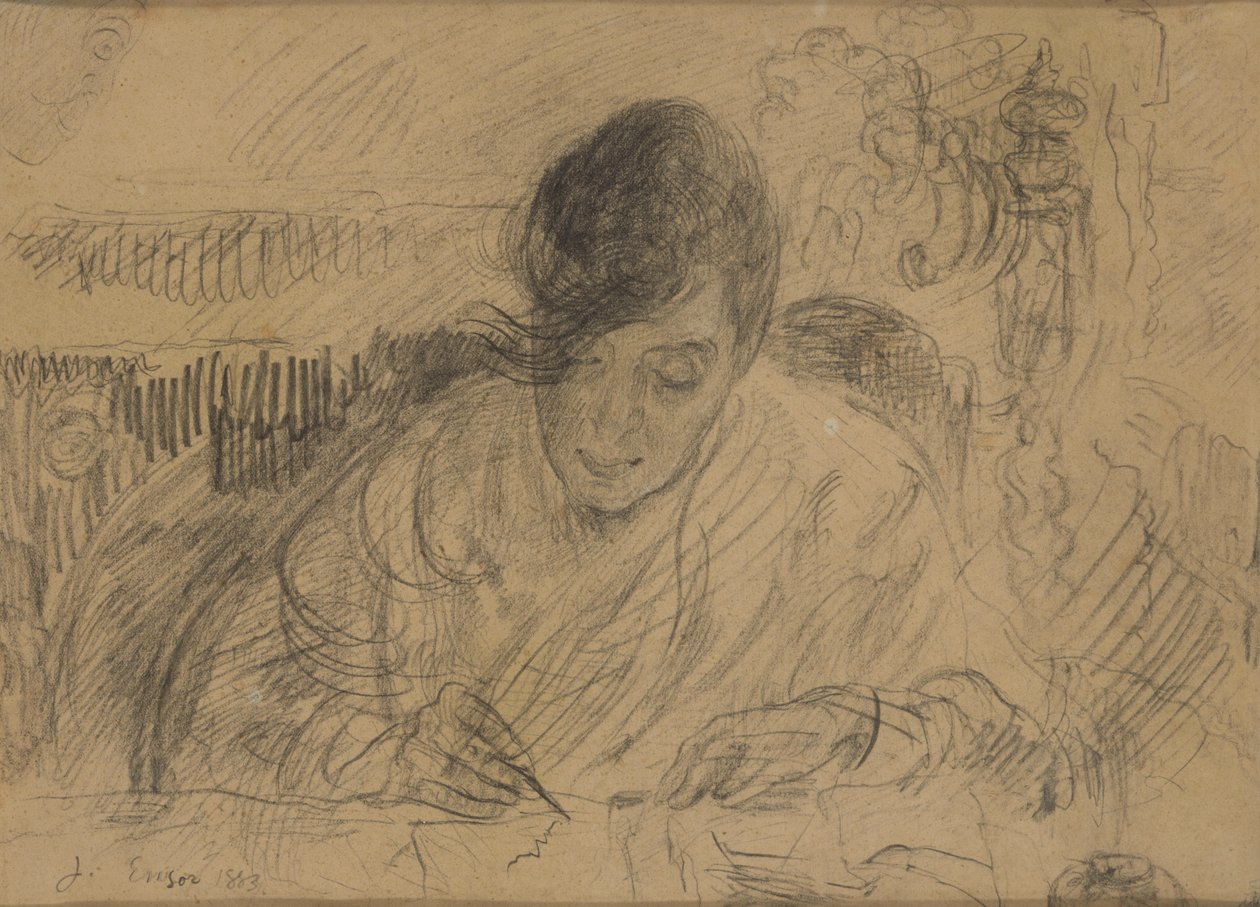 Kobieta pisząca list (siostra Ensora) autorstwa James Ensor