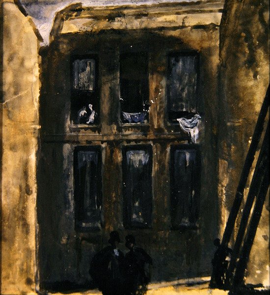 Scena uliczna, ok. 1910 (gwasz na papierze) autorstwa James Ferrier Pryde