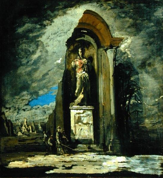 Pomnik, ok. 1916-17 (olej na płótnie) autorstwa James Ferrier Pryde
