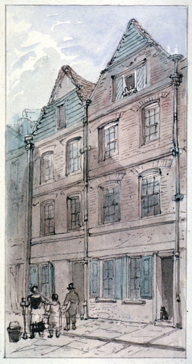 Domy w Blackhorse Alley, Fleet Street, City of London, 1850 autorstwa James Findlay