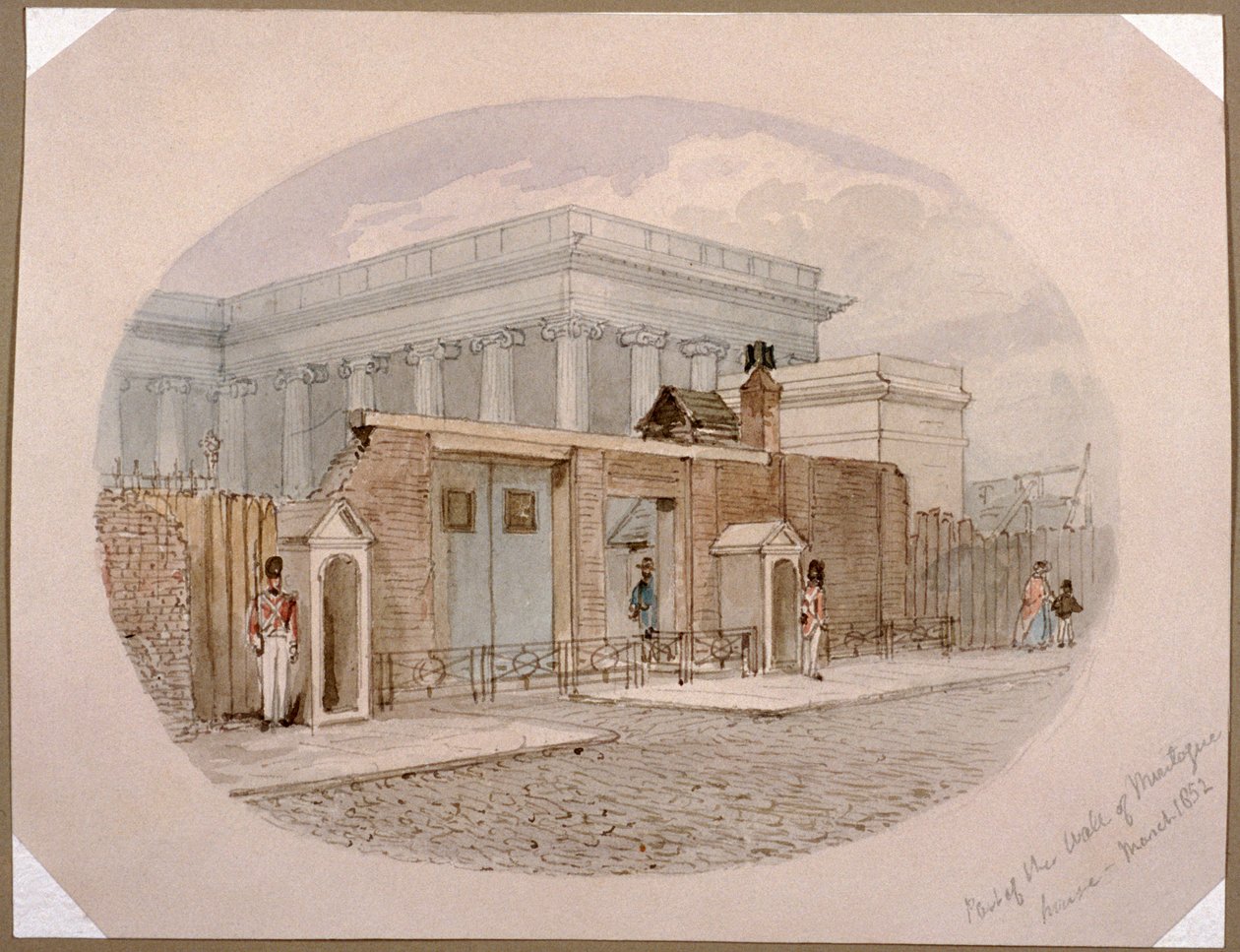 Ściana Montague House, British Museum, Londyn, 1852 autorstwa James Findlay