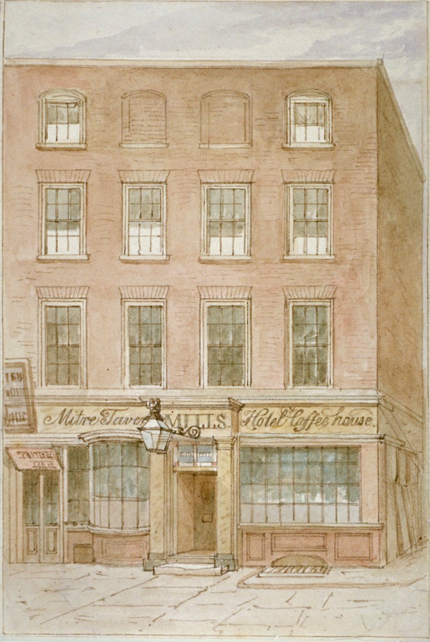 Mitre Tavern, kawiarnia i hotel na Mitre Court, Fleet Street, City of London, 1850 autorstwa James Findlay
