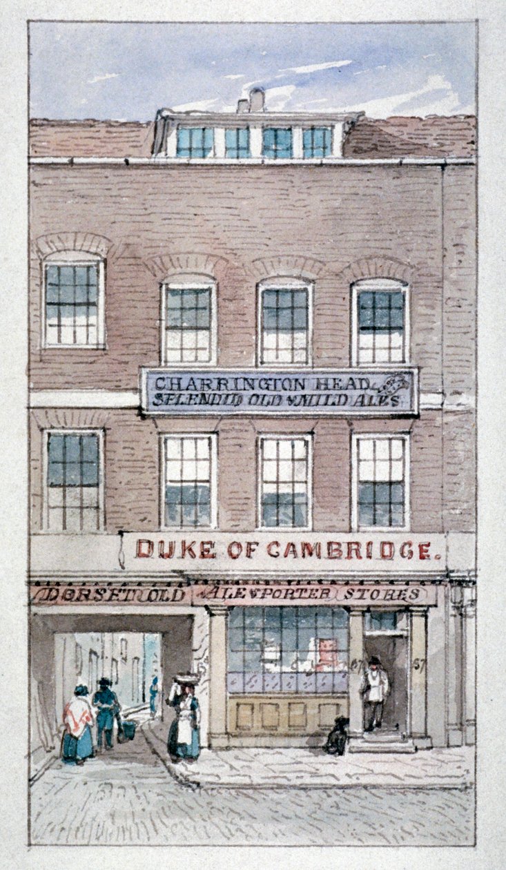 Widok księcia Cambridge Tavern, Shoe Lane, City of London, ok. 1840 r. autorstwa James Findlay