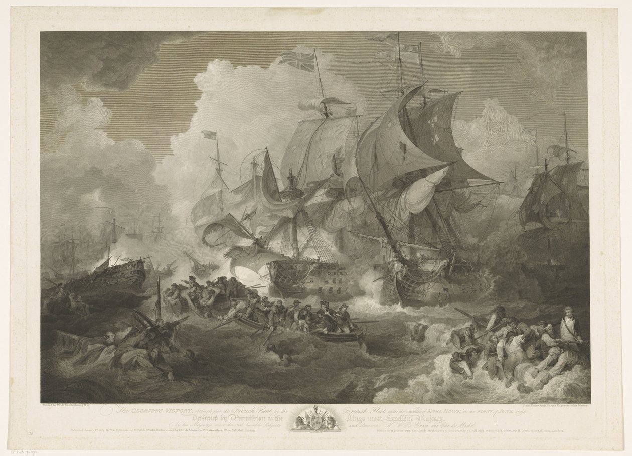Zwycięstwo floty angielskiej nad flotą francuską, 1794 autorstwa James Fittler