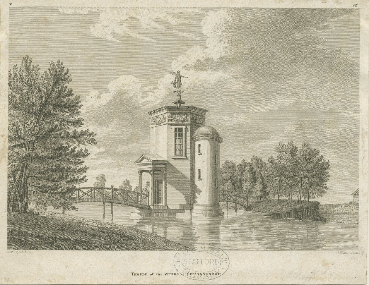 Shugborough - Świątynia Wiatrów: grawerowanie i [koniec XVIII wieku] (druk) autorstwa James Fittler
