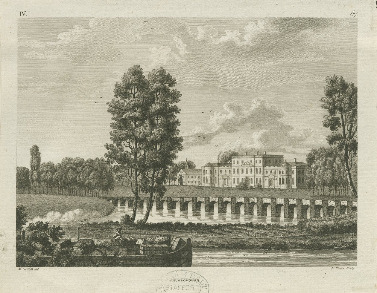 Shugborough Hall: grawerowanie, bd [ok. 1782] (druk) autorstwa James Fittler
