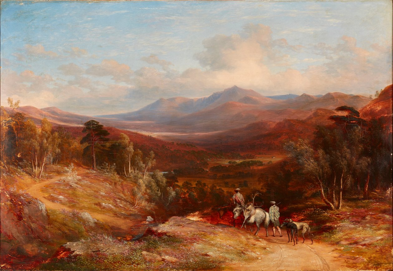 Lochnagar Patrząc na Glen Gelder (olej na płótnie) autorstwa James Giles