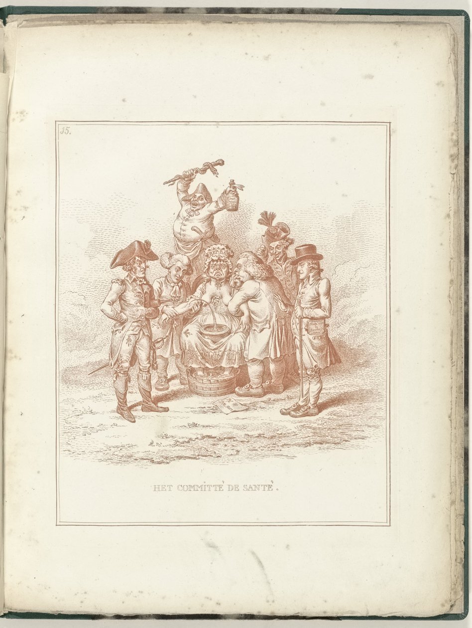 Komitet Zdrowia, 1795 Committe de Santé (tytuł na obiekcie) Hollandia Regenerata (tytuł serii) autorstwa James Gillray (possibly)