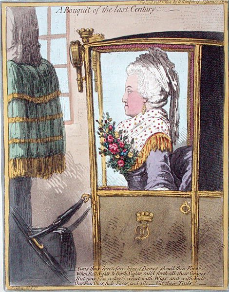 A Bouquet of the Last Century, wydany przez Hannah Humphrey w 1802 roku (akwaforta ręcznie kolorowana) autorstwa James Gillray
