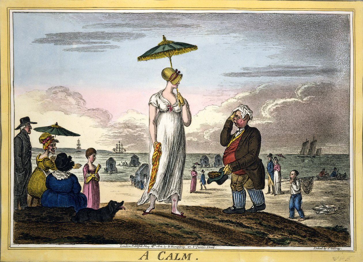 A Calm, pub. H Humphrey, London, 1810 (rycina ręcznie kolorowana) autorstwa James Gillray