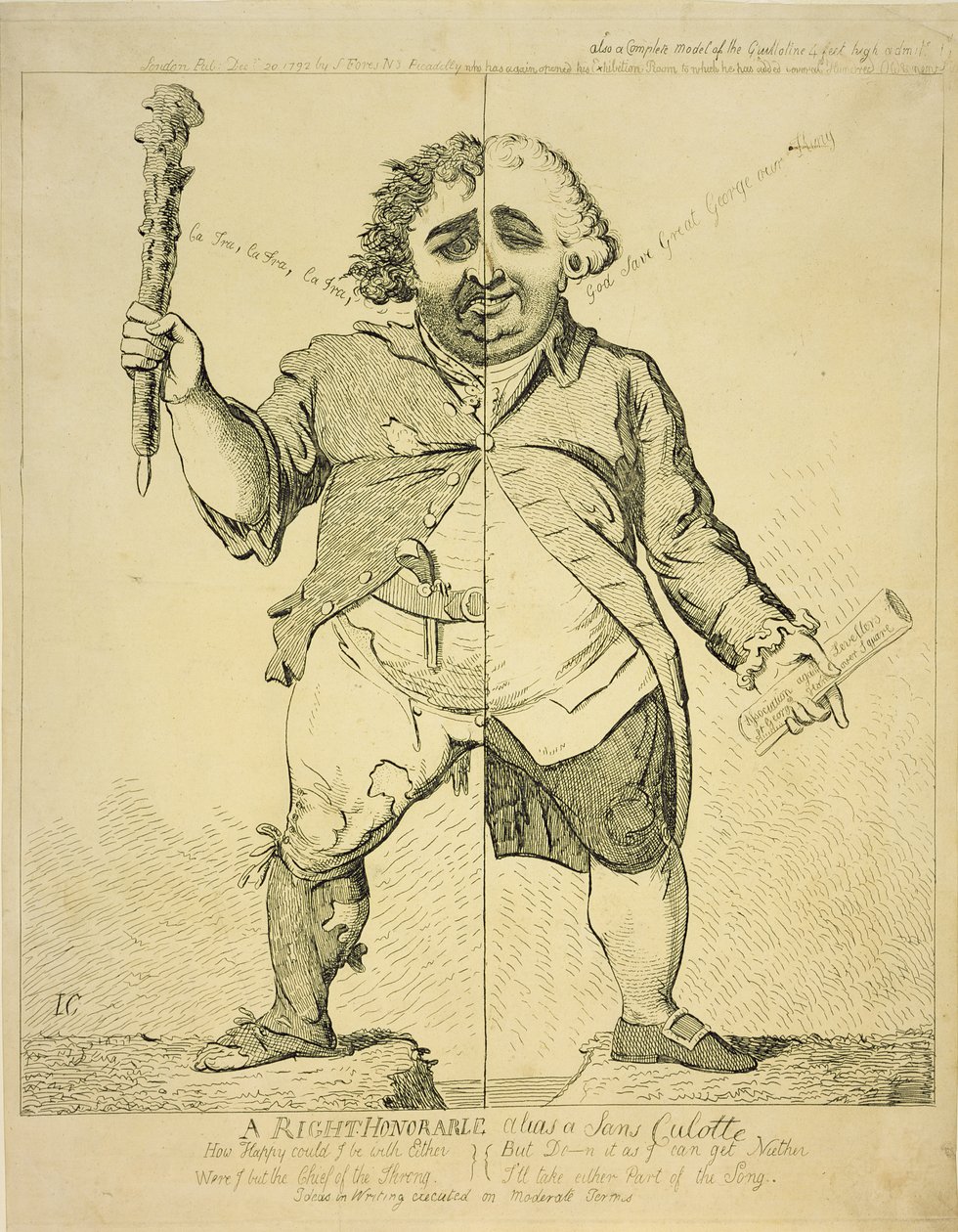 A Right Honourable alias a Sans Coulotte, opublikowane przez S.Fores, 1802 autorstwa James Gillray