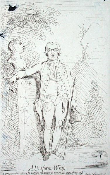 A Uniform Whig, wydana przez Hannah Humphrey w 1791 (akwaforta) autorstwa James Gillray