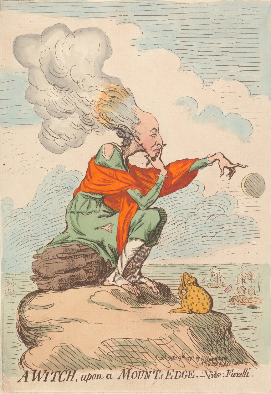 Czarownica na skraju góry - Zobacz: Fuseli autorstwa James Gillray