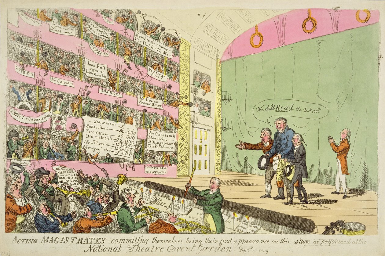 Działający sędziowie zobowiązują się, będąc ich pierwszym występem w wykonaniu w National Theatre Covent Garden autorstwa James Gillray