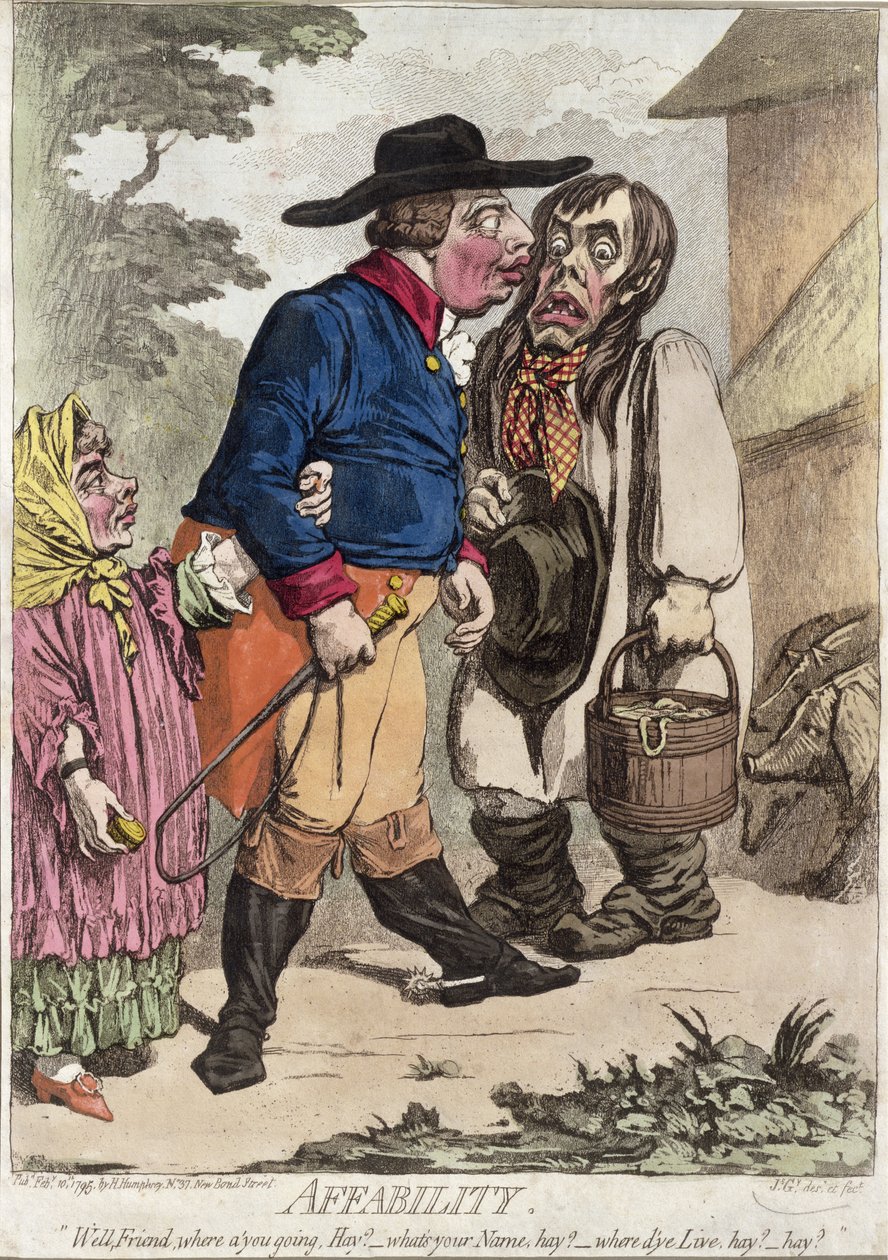 Affability, opublikowana przez Hannah Humphrey w 1795 (ręczna akwaforta z akwatintą) autorstwa James Gillray