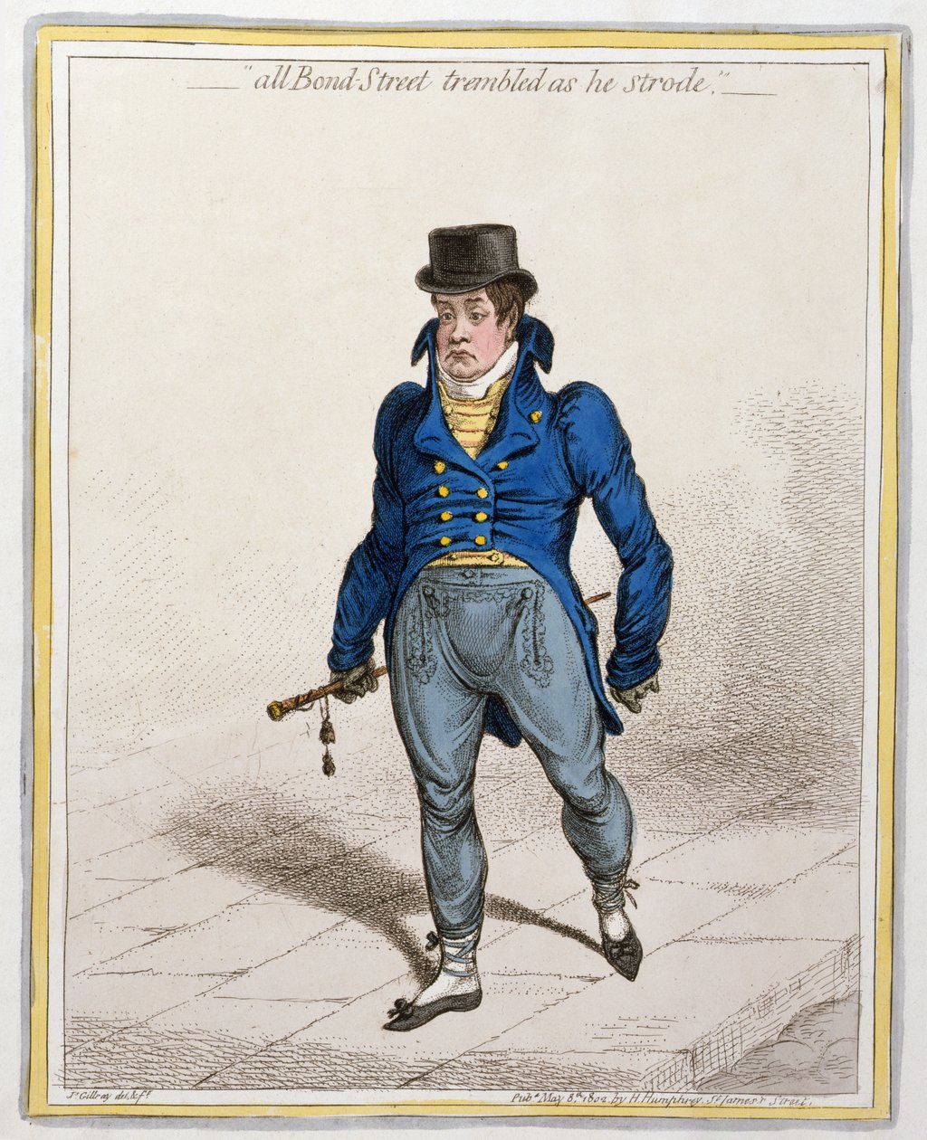 All Bond Street Drżał, gdy kroczył, opublikowana przez Hannah Humphrey, 1802 (akwaforta i grawerowanie) autorstwa James Gillray