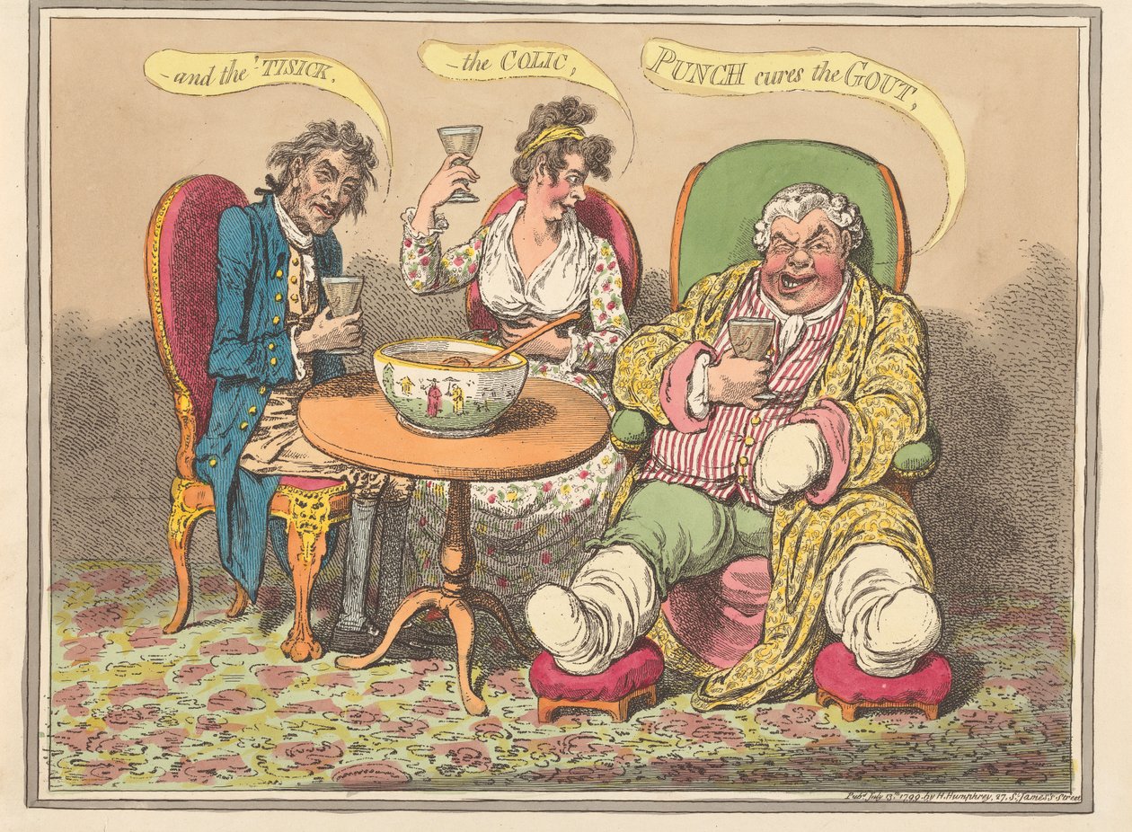 I suchoty, kolka - poncz leczy podagrę autorstwa James Gillray