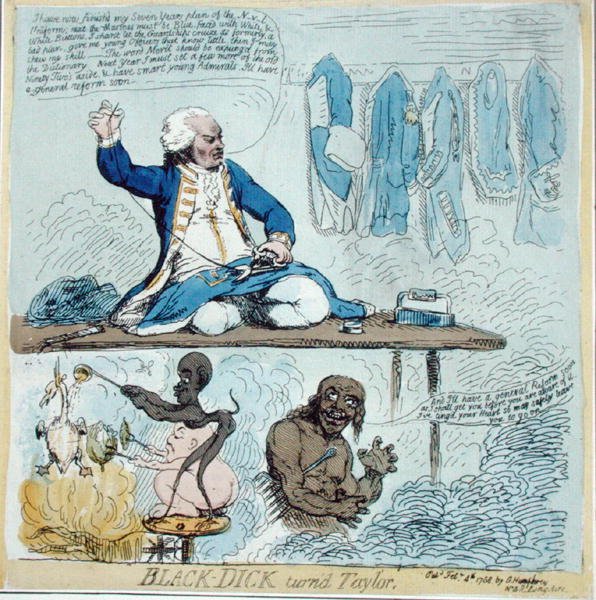 Black-Dick zmienił Taylora autorstwa James Gillray