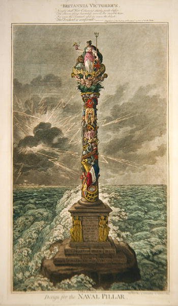 Britannia Victorious, Design for the Naval Pillar, wyd. Hannah Humphrey autorstwa James Gillray