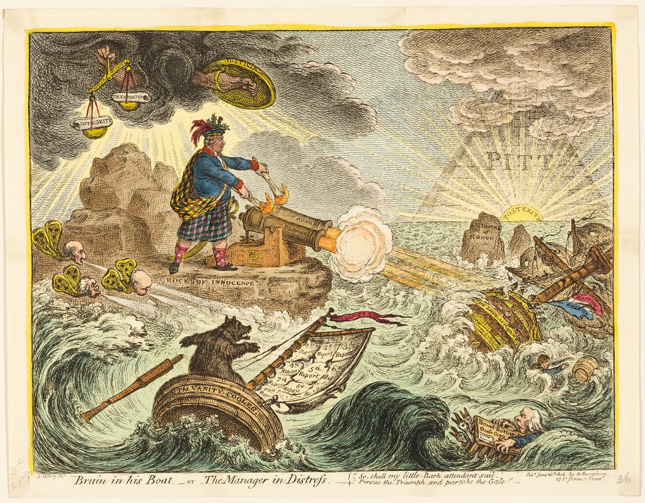 Bruin w swojej łodzi autorstwa James Gillray