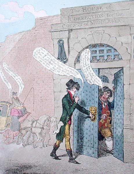 Obywatele odwiedzający Bastylię, wydana przez hannah Humphrey w 1799 r. (akwaforta ręcznie kolorowana) autorstwa James Gillray