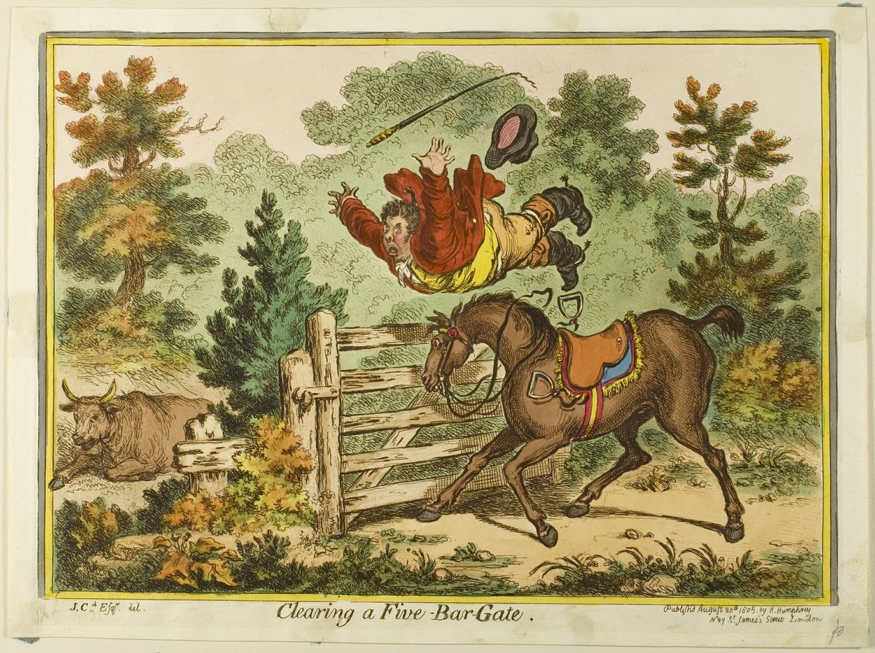 Oczyszczanie bramki z pięcioma słupkami autorstwa James Gillray