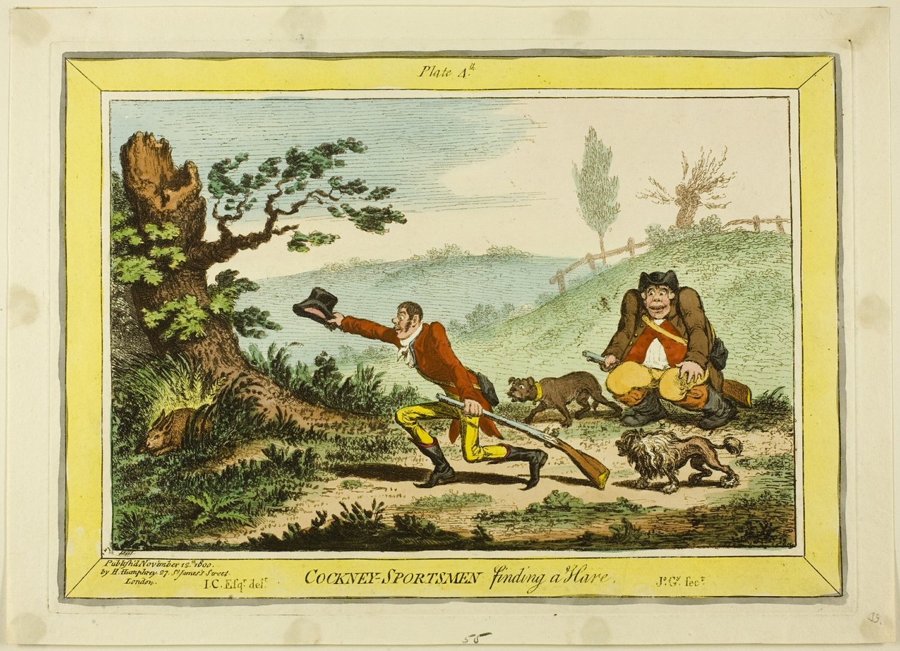 Cockney Sportsmen znajduje zająca autorstwa James Gillray