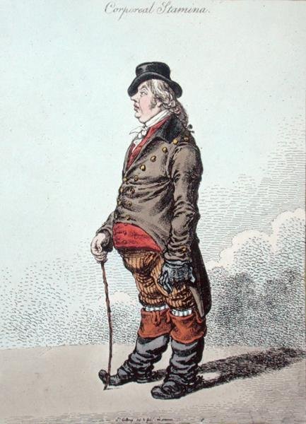 Wytrzymałość cielesna, wydana przez Hannah Humphrey w 1801 r. (akwaforta ręcznie kolorowana) autorstwa James Gillray