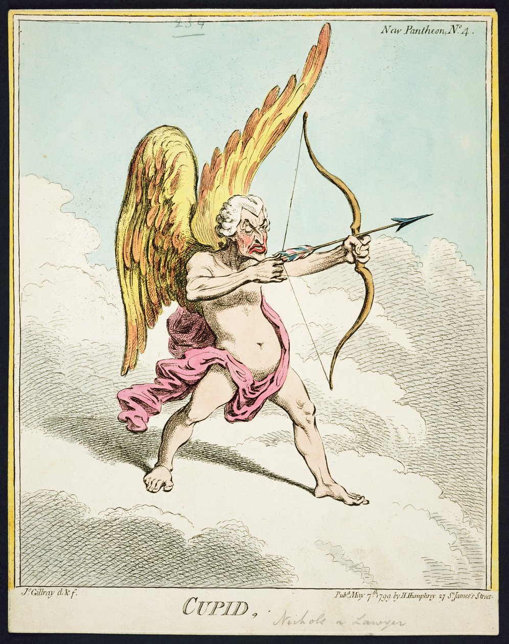 Kupidyn, z Nowego Panteonu nr 4, opublikowany przez Hannah Humphrey, 1799 autorstwa James Gillray