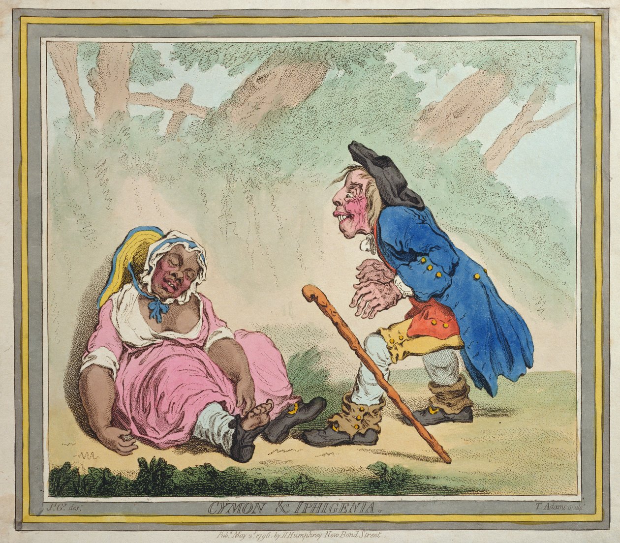 Cymon und Ifigenia, wydana przez Hannah Humphrey w 1796 r. (akwaforta ręcznie kolorowana) autorstwa James Gillray