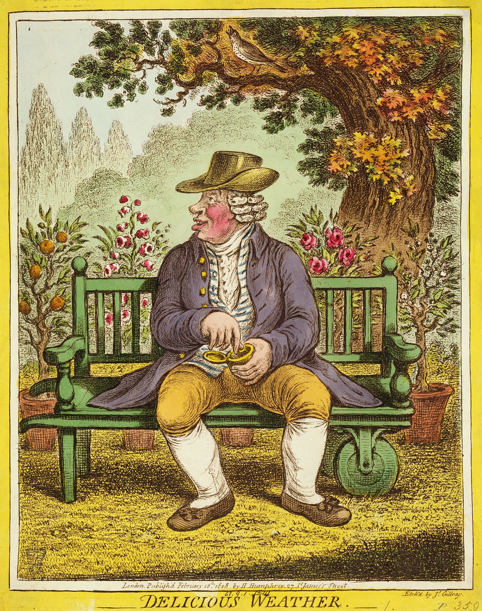 Pyszna pogoda, wydana przez Hannah Humphrey, 1808 autorstwa James Gillray