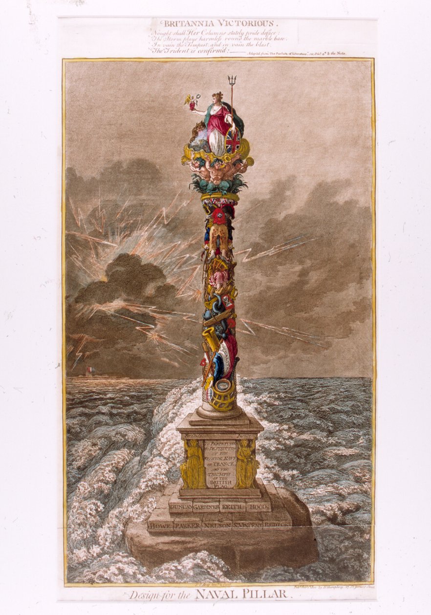 Projekt dla filaru marynarki, 1800 (kolorowa akwaforta) autorstwa James Gillray