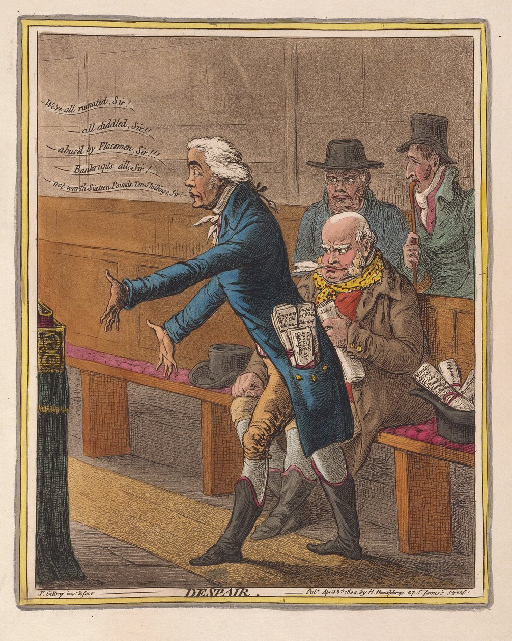 Rozpacz, wyd. 1802 (grawerowanie ręcznie kolorowane) autorstwa James Gillray