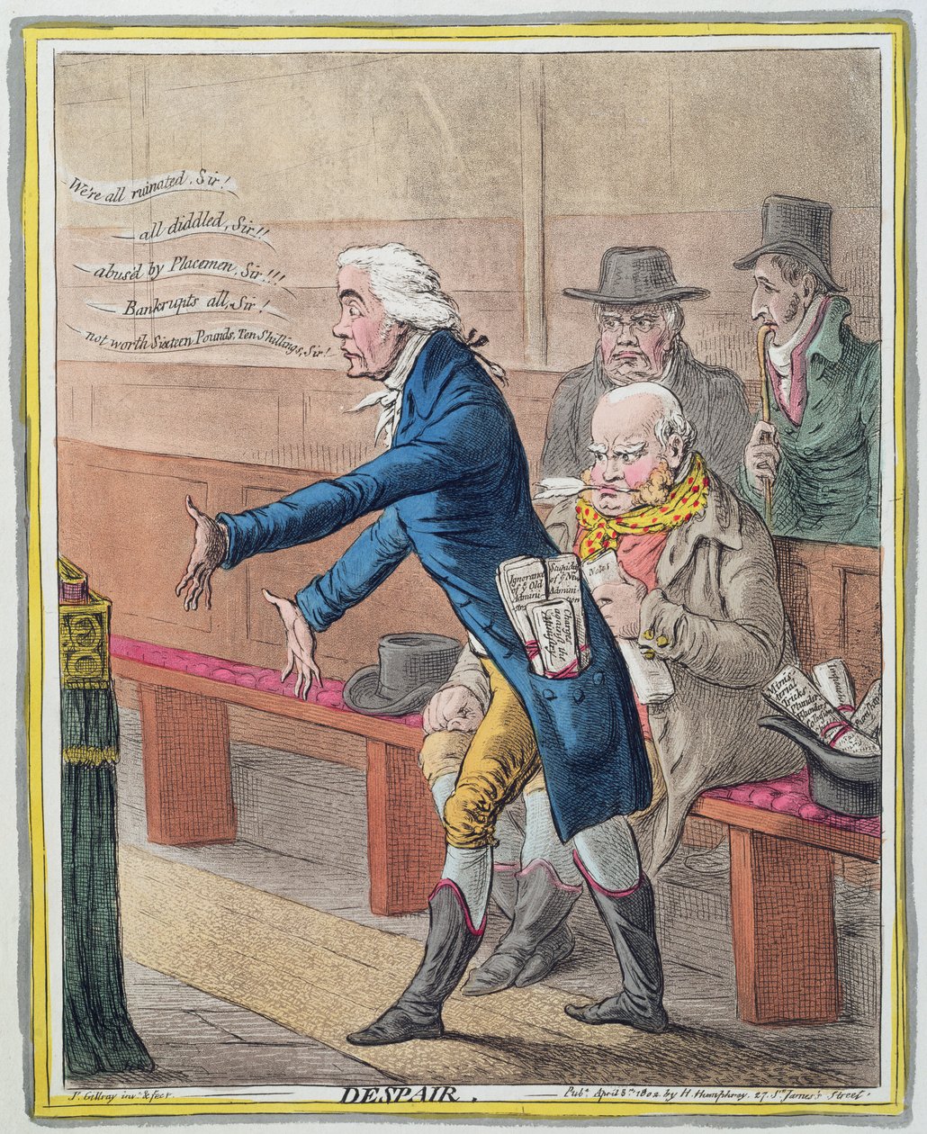 Rozpacz, opublikowana przez Hannah Humphrey w 1802 r. (akwaforta ręcznie kolorowana) (patrz 191204) autorstwa James Gillray