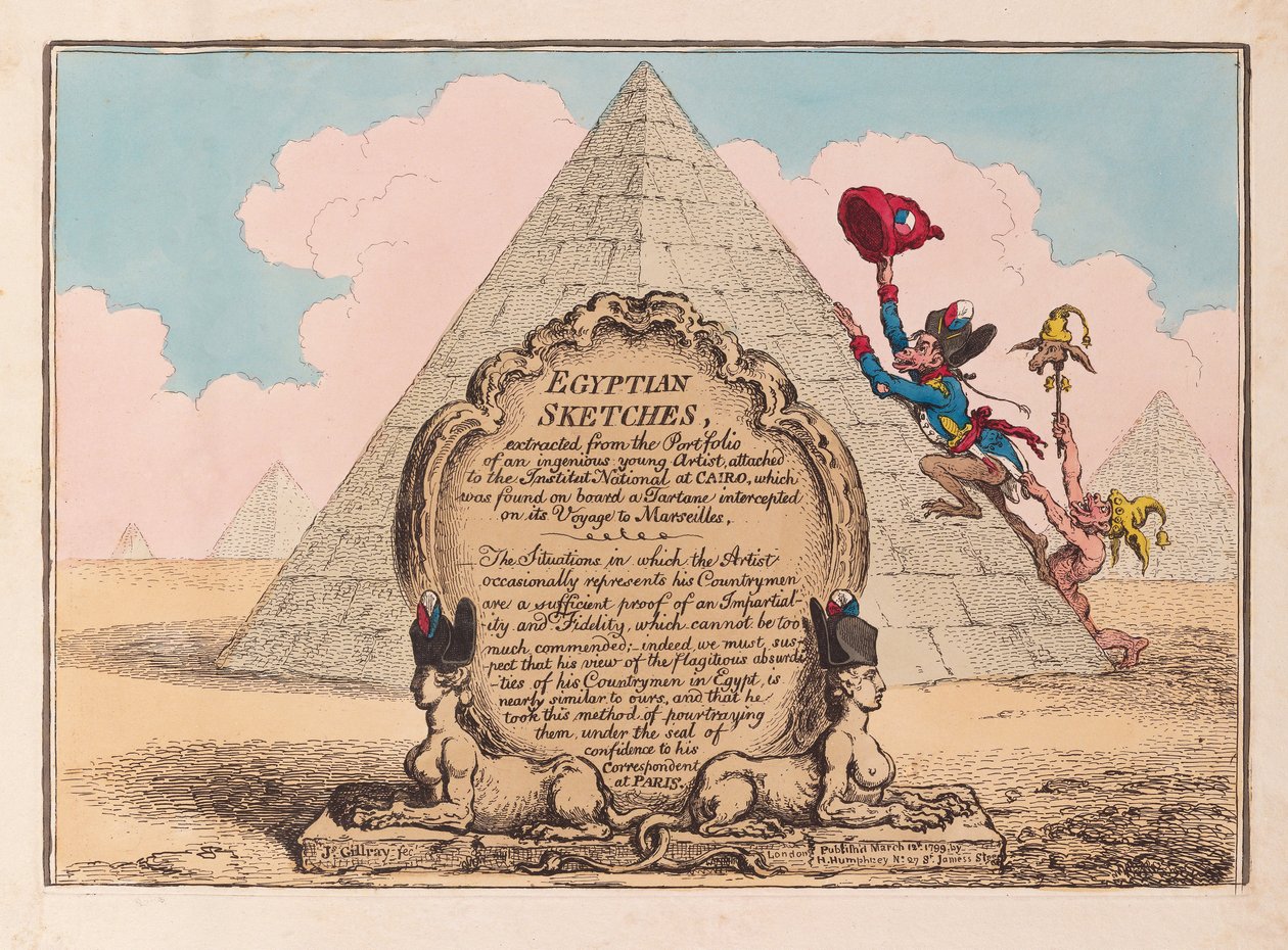 Szkice egipskie, wyd. 1799 (ręcznie kolorowane grawerunki) autorstwa James Gillray