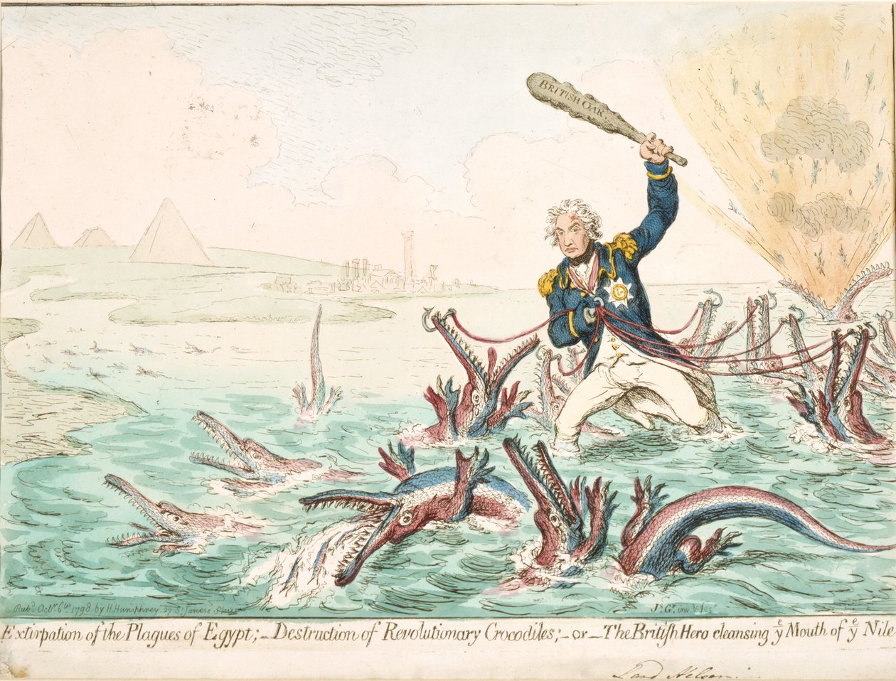 Wytępienie plag egipskich, 1798 autorstwa James Gillray