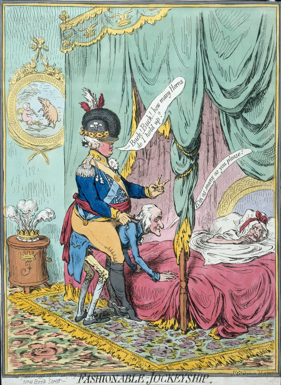 Modne dżokejstwo, opublikowane przez Hannah Humphrey autorstwa James Gillray