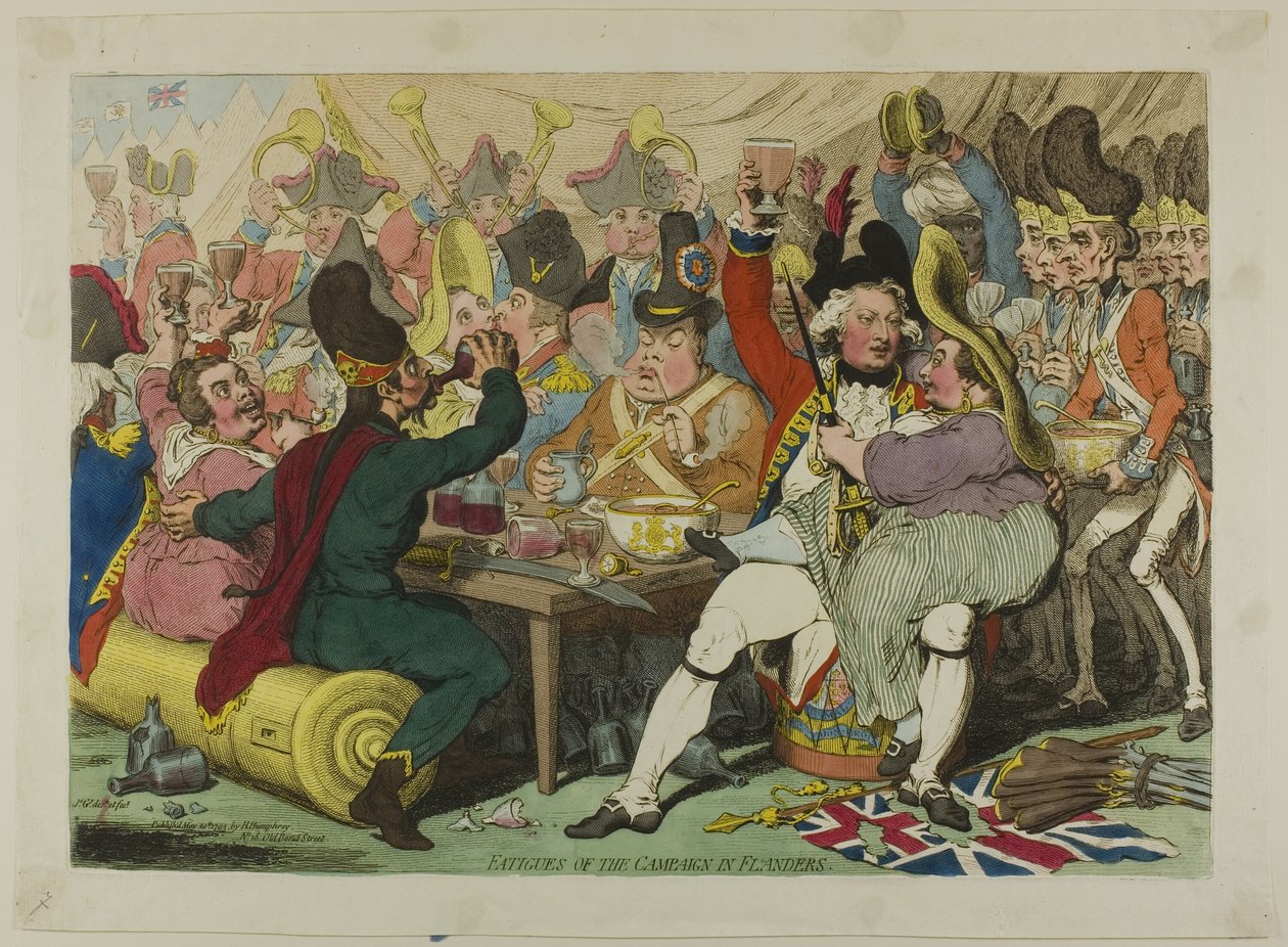 Zmęczenie kampanią we Flandrii autorstwa James Gillray
