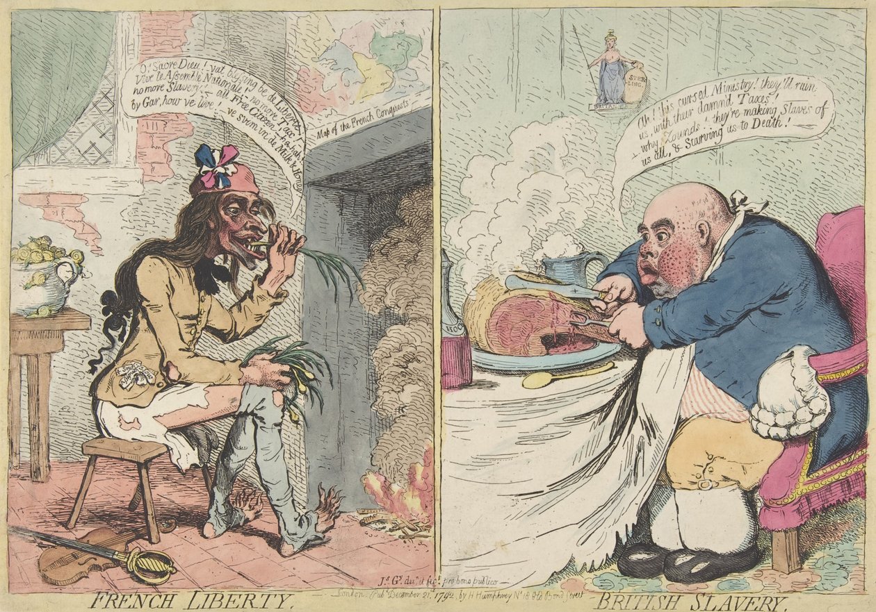 Wolność francuska. Niewolnictwo brytyjskie, 21 grudnia 1792., 21 grudnia 1792. autorstwa James Gillray