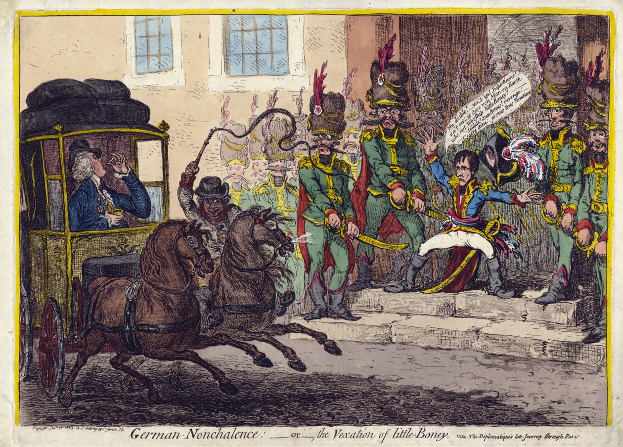 NIEmiecka nonszalancja – czyli irytacja małej kości. 1803 (grawerowanie) autorstwa James Gillray