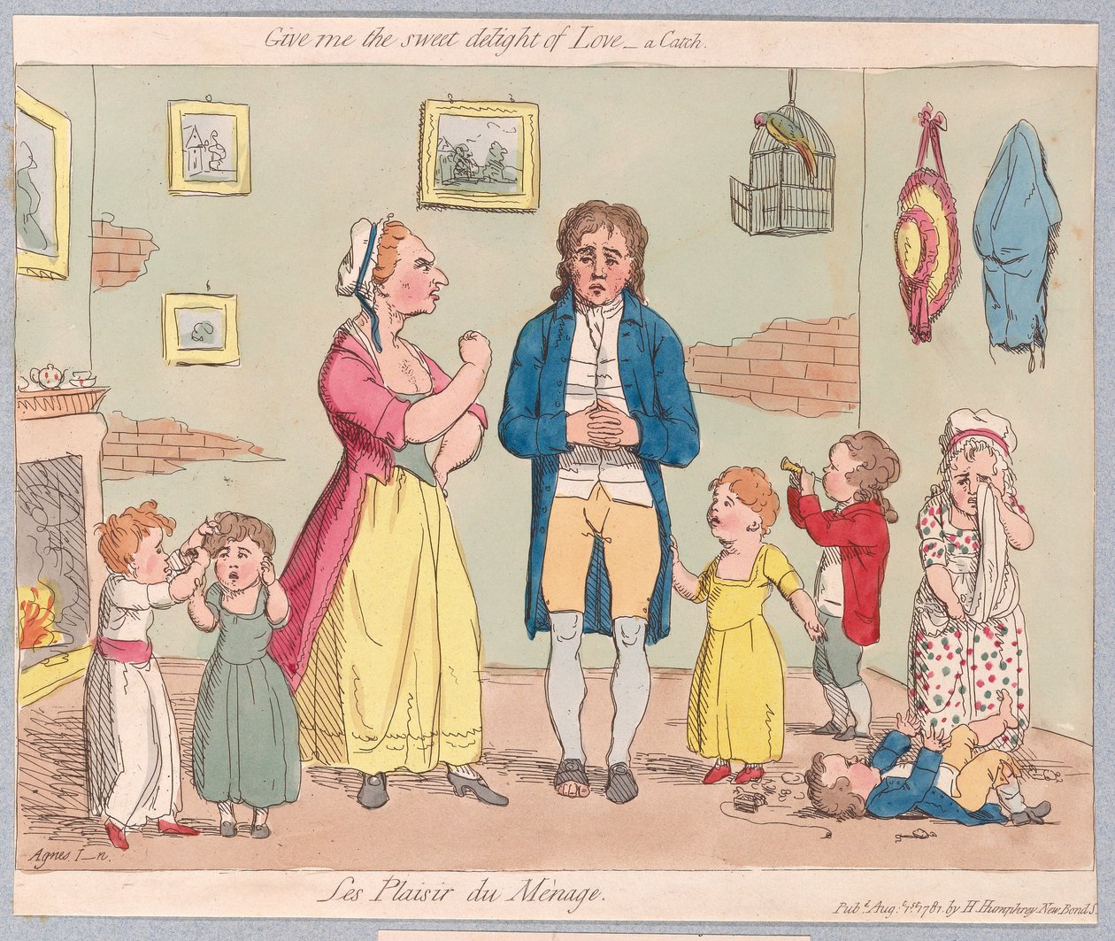 Daj mi Sweet Delight of Love, haczyk, pub. 1781 (grawerowanie ręcznie kolorowane) autorstwa James Gillray