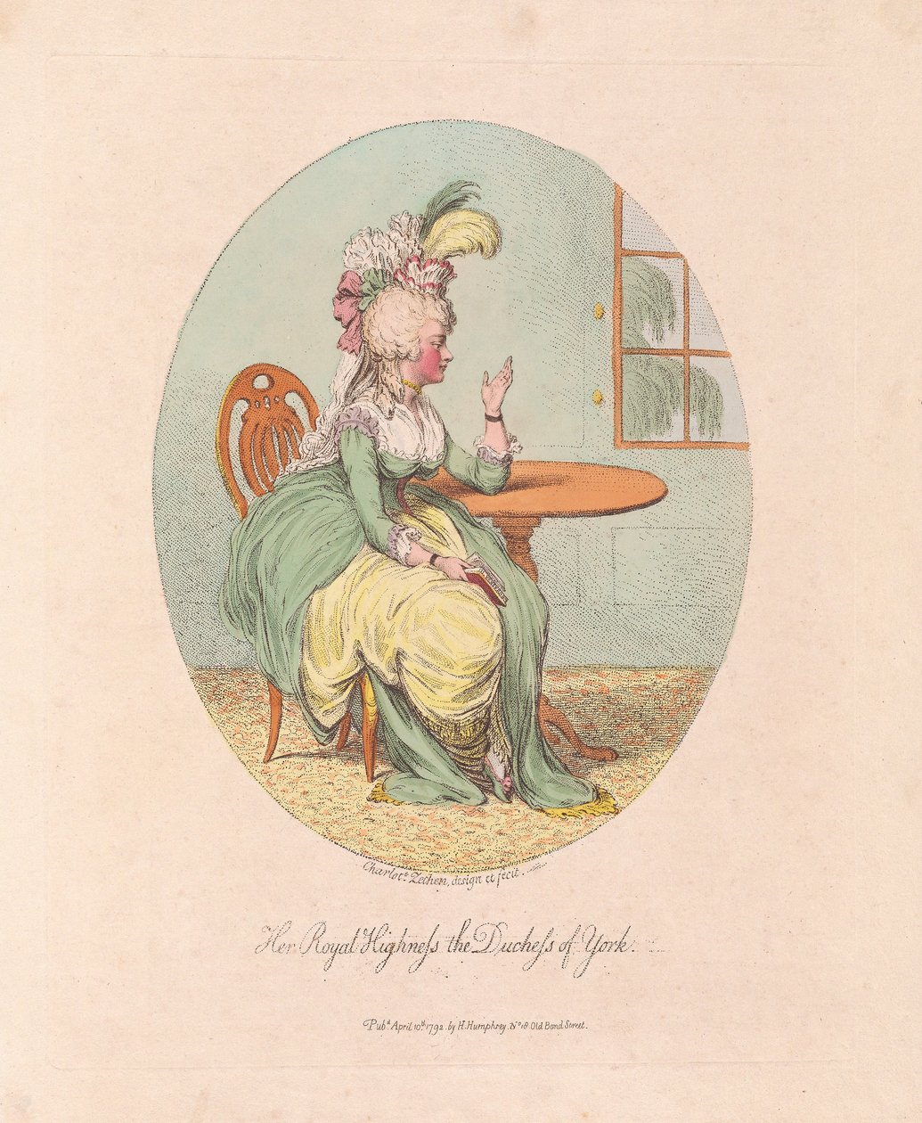 Jej Królewska Wysokość Księżna Yorku, wyd. 1792 (grawerowanie ręcznie kolorowane) autorstwa James Gillray