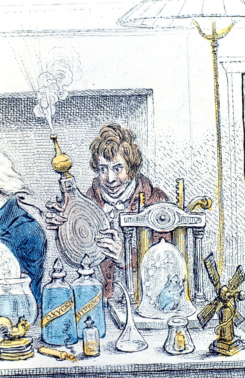 Humphry Davy, brytyjski chemik i wynalazca, 1802 autorstwa James Gillray
