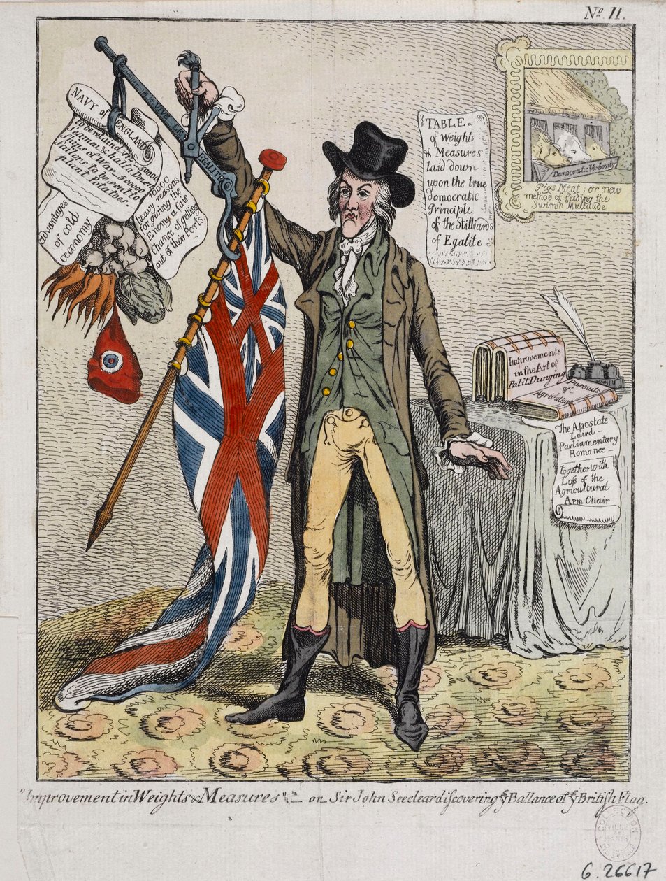 Ulepszenie wag i miar, czyli sir John Seeclear odkrywający równowagę brytyjskiej flagi autorstwa James Gillray