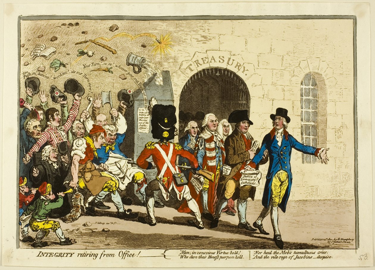 Integralność odchodząca z biura autorstwa James Gillray