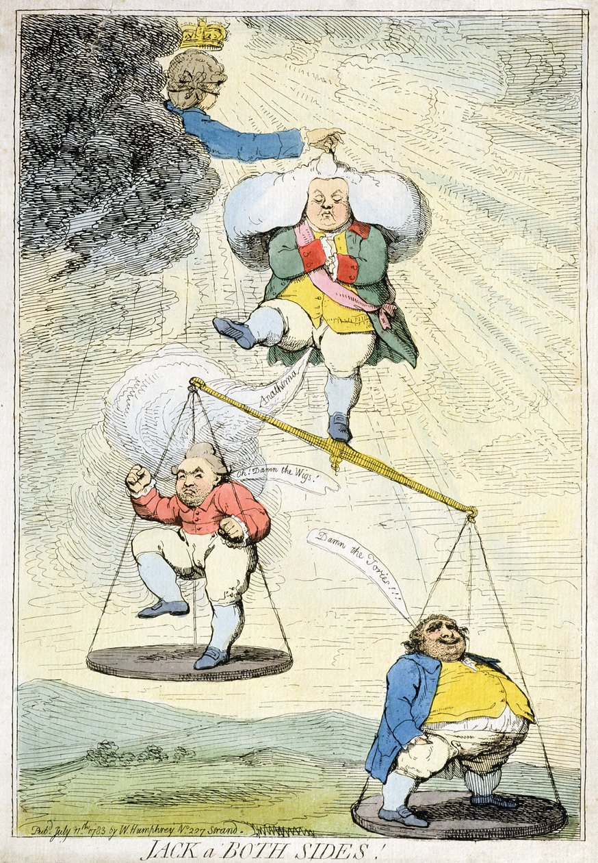 Jack a Both Sides, wydany przez Williama Humphreya w 1783 roku (akwaforta ręcznie kolorowana) autorstwa James Gillray